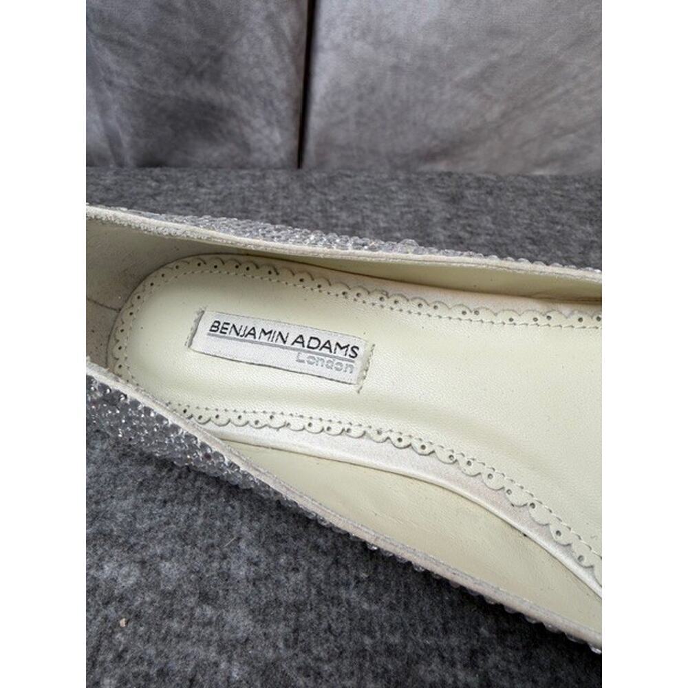 Benjamin Adams London Ivory Dutchess Silk Crystal Halle Women's Flats Sz 6.5 - Picture 7 of 10